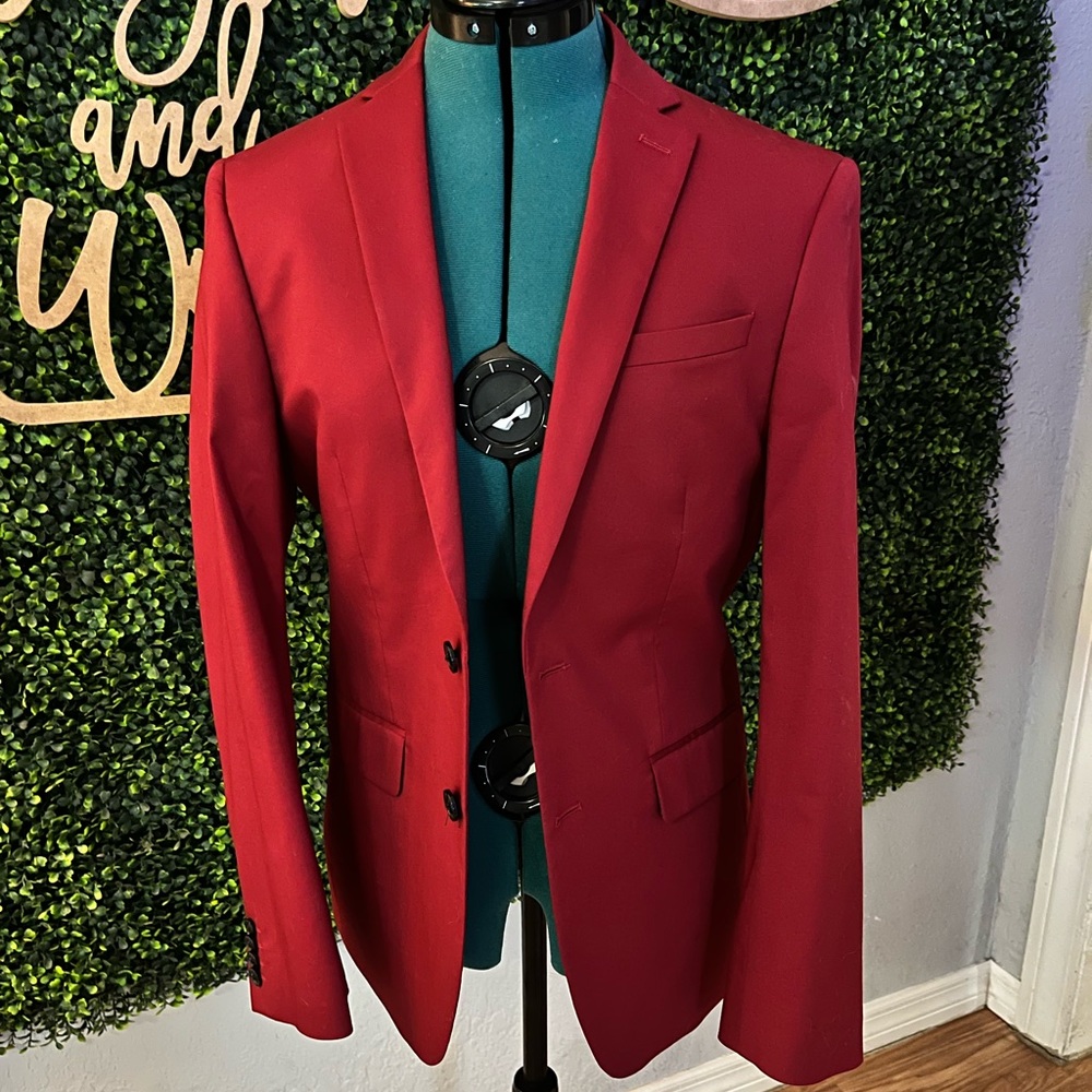 Express Photographer red fitted jacket 36S